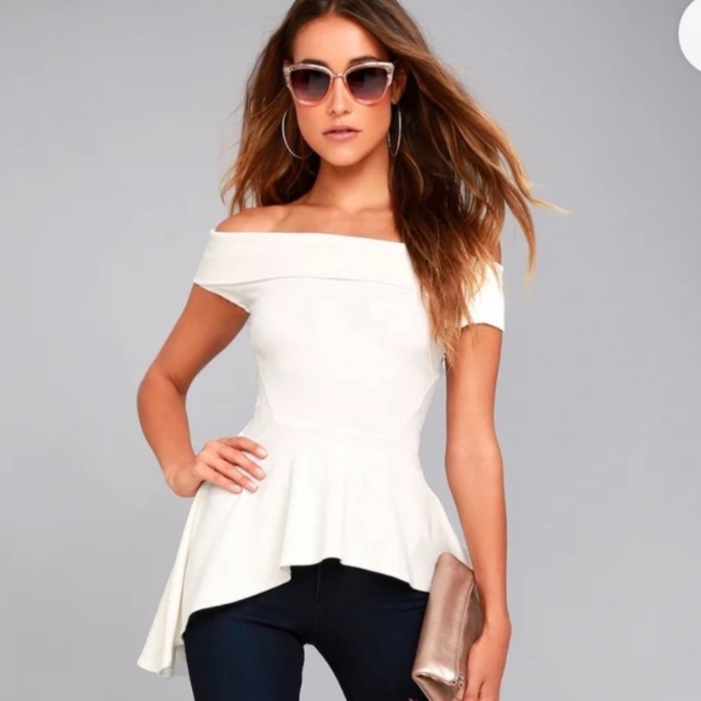 Lulus off the shoulder white structured top